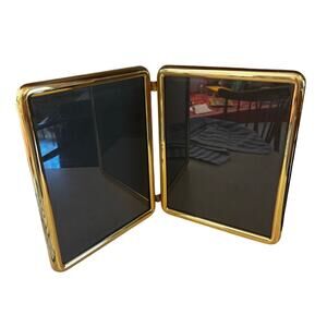 Vintage 80's brass stand/hang photo frame double book style hinge center classic